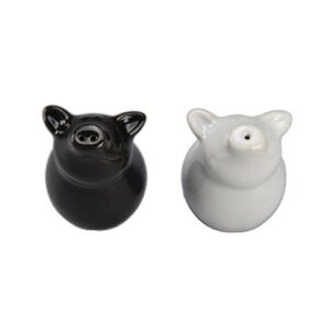 BIA Cordon Bleu Sitting Pig Porcelain Salt & Pepper Shaker Set Black and White
